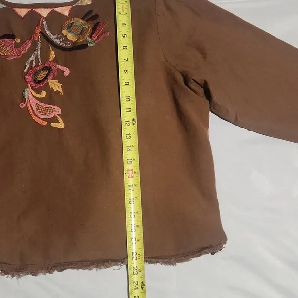 INDIGO MOON Brown Embroidered Women's Jacket. Size 2X. - Picture 8 of 11